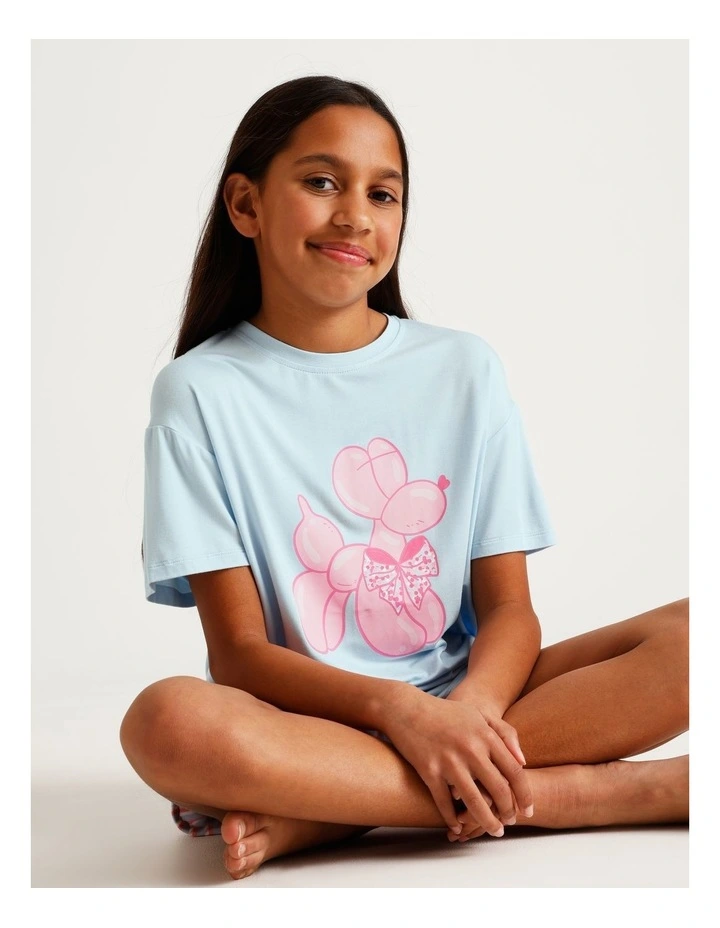 Balloon Dog Bamboo Pyjamas in Light Blue image 2