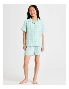 Gingham Cheesecloth Pyjamas in Mint