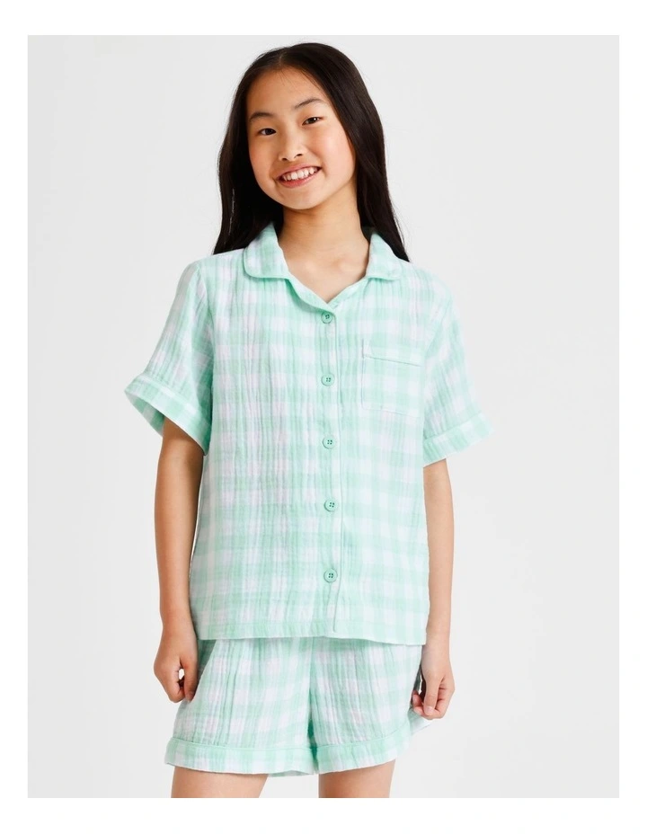 Gingham Cheesecloth Pyjamas in Mint image 2
