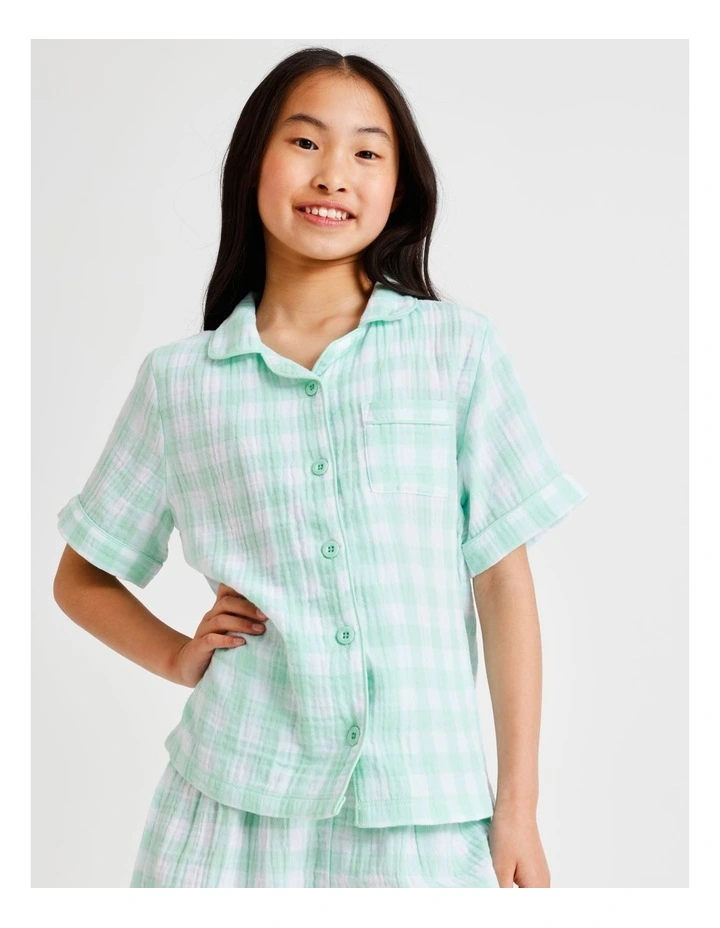 Gingham Cheesecloth Pyjamas in Mint image 4