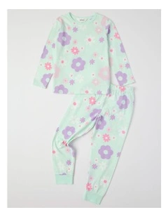 Knit Floral Pyjamas in Light Green