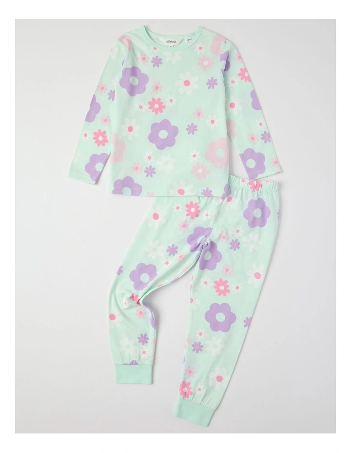 Knit Floral Pyjamas in Light Green image 1