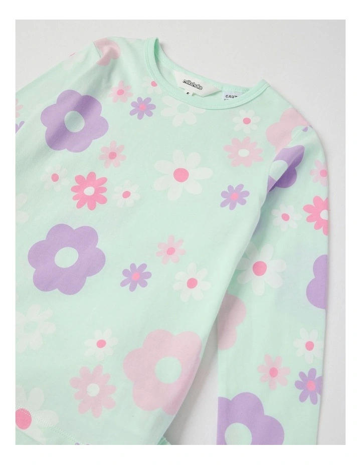 Knit Floral Pyjamas in Light Green image 2