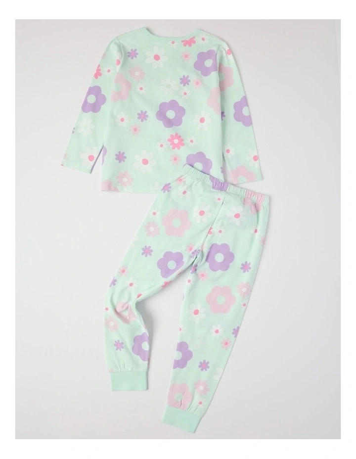 Knit Floral Pyjamas in Light Green image 3