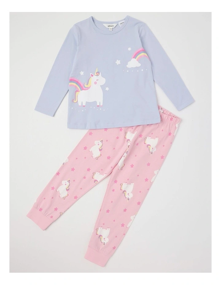 Knit Unicorn Pyjamas in Light Blue image 1