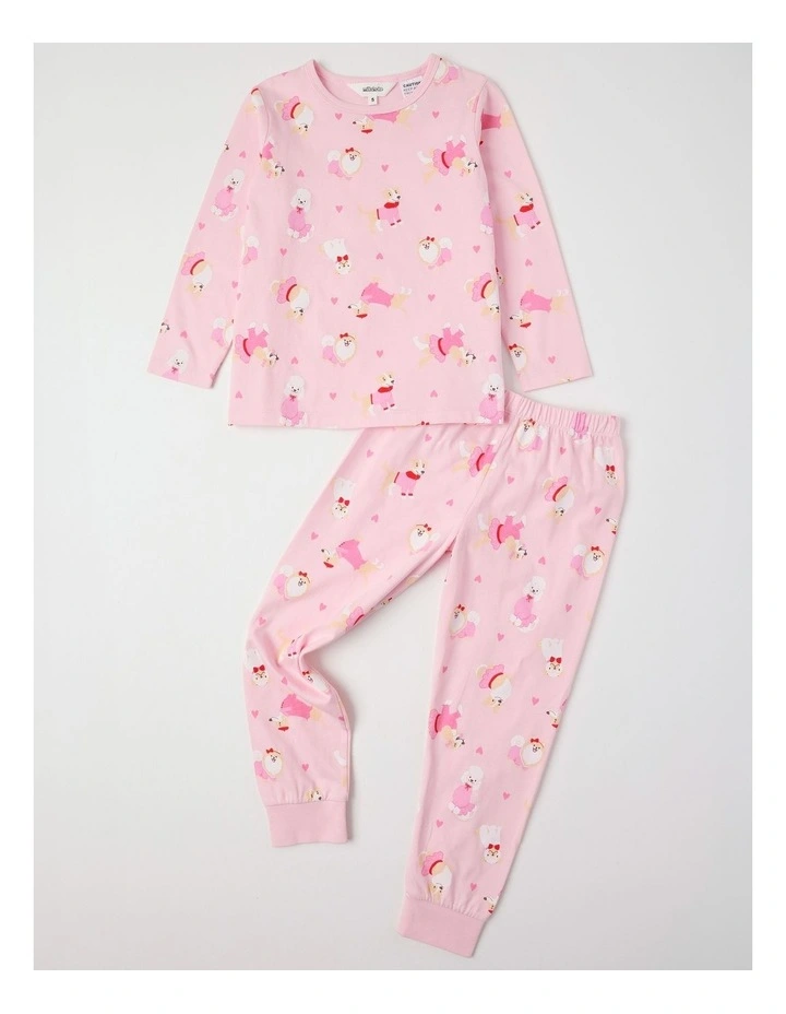 Knit Dogs Pyjamas in Baby Pink image 1