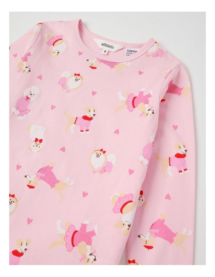 Knit Dogs Pyjamas in Baby Pink image 2