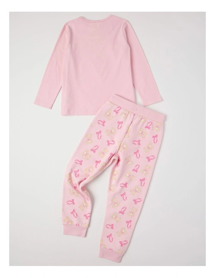 Knit Fleece Bear Pyjamas in Baby Pink image 3