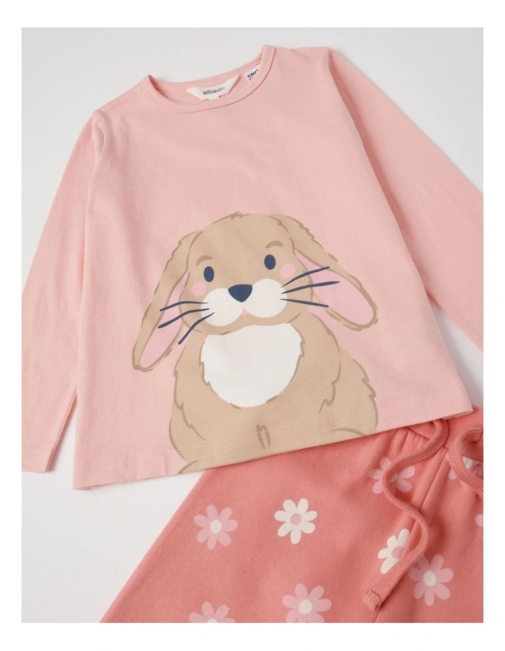 Knit Fleece Bunny Pyjamas in Dusty Pink image 2