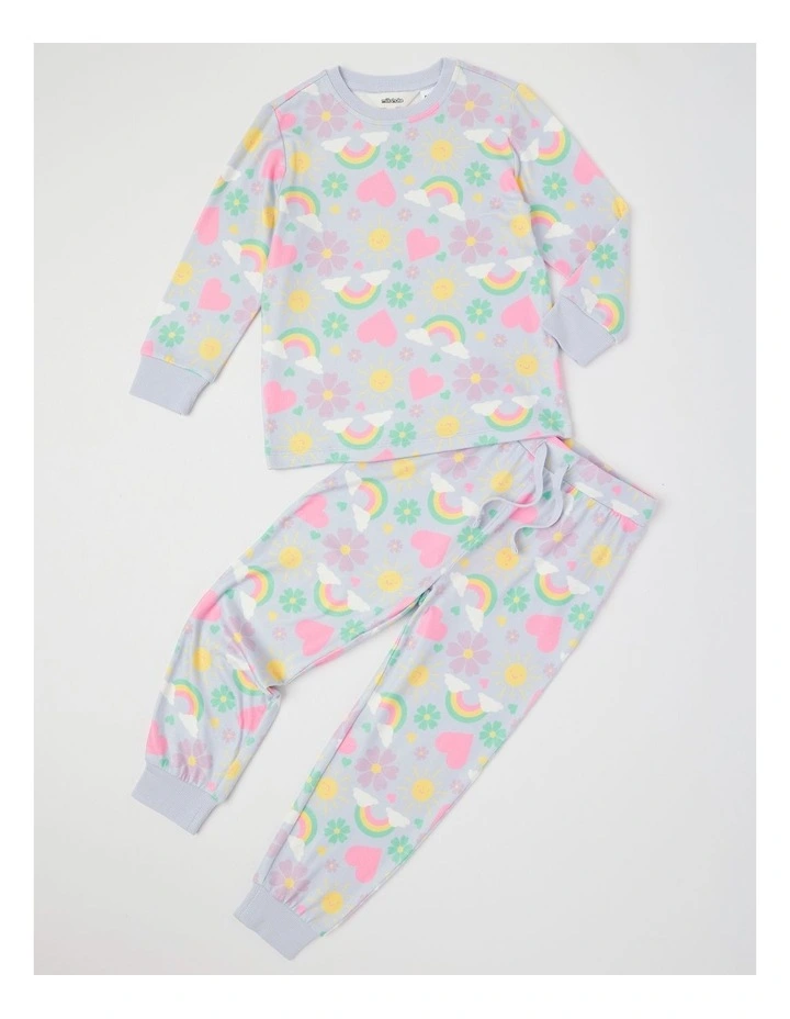 Cosy Knit Flower Pyjamas in Light Blue image 1