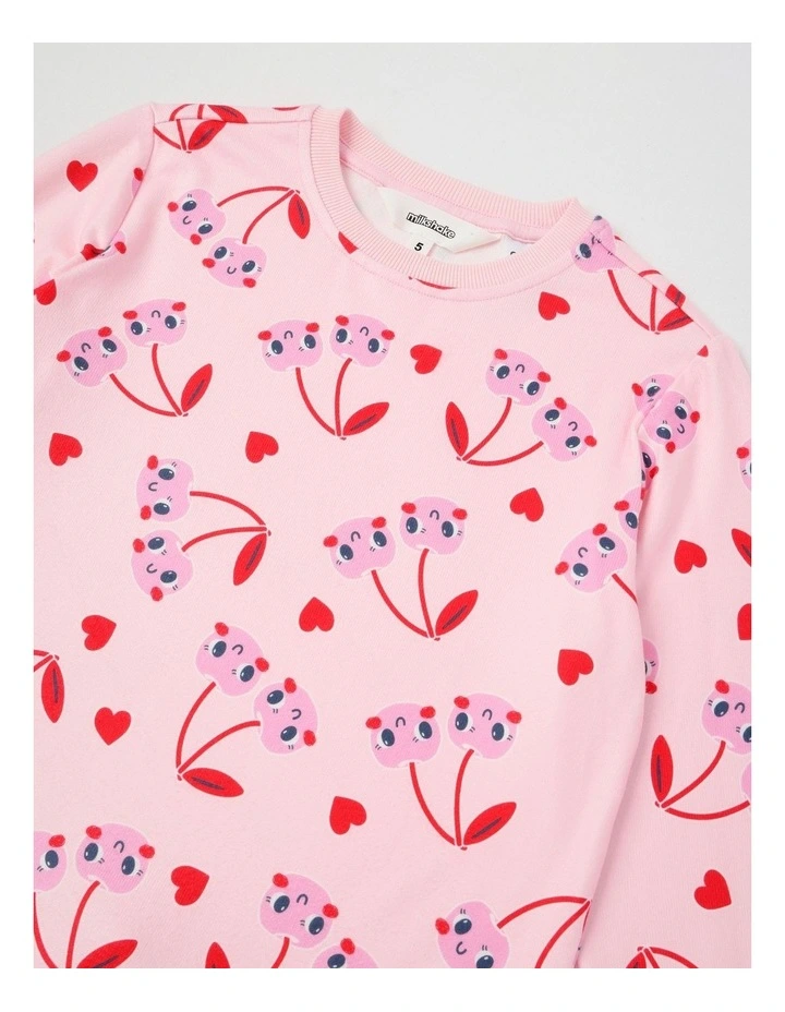 Cosy Knit Cherry Pyjamas in Baby Pink image 2