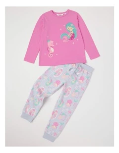 Knit/Fleece Mermaid Pyjamas in Fuchsia