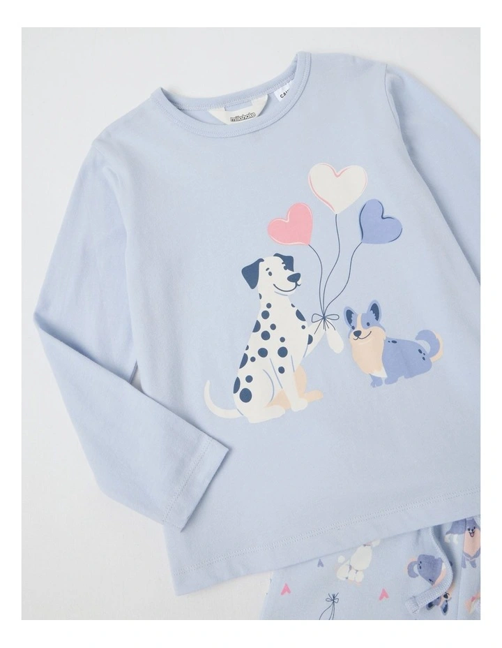 Milkshake Knit/Fleece Dogs Pyjamas in Light Blue image 2