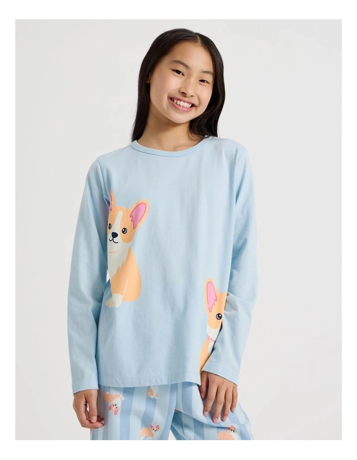 Knit Fleece Corgi Pyjamas in Blue image 2
