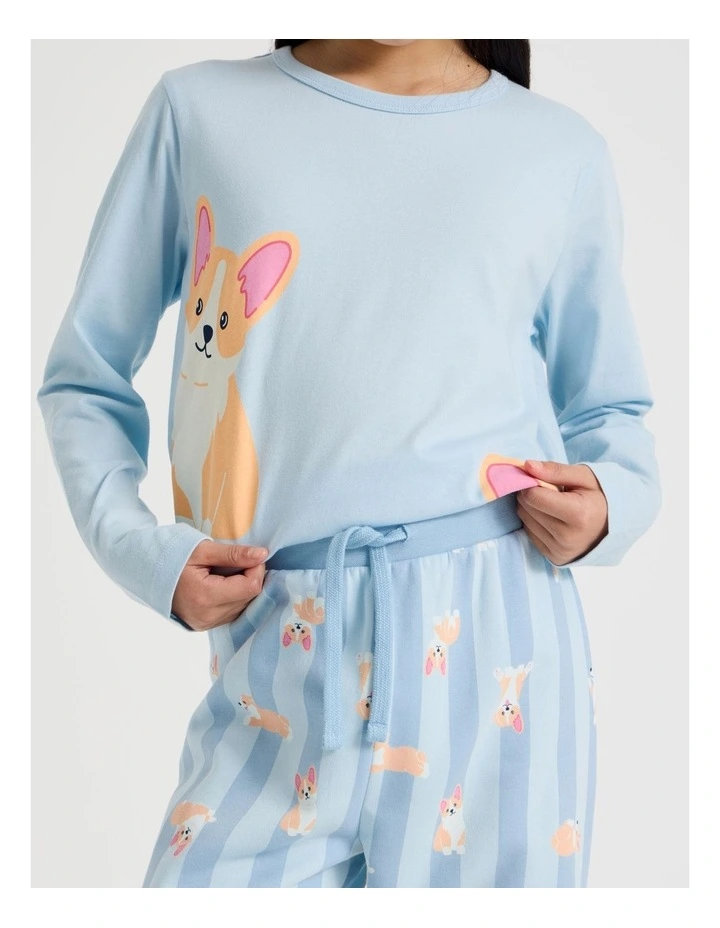 Knit Fleece Corgi Pyjamas in Blue image 4