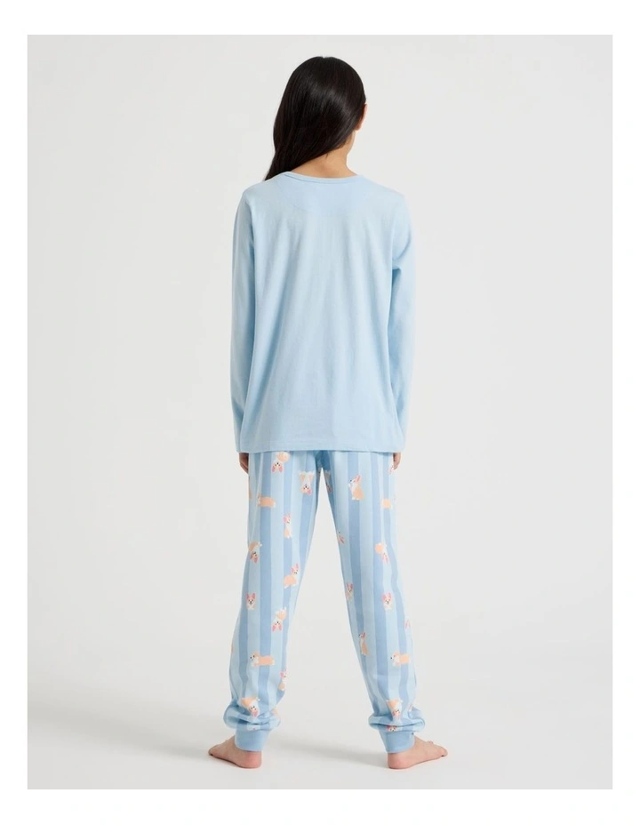 Knit Fleece Corgi Pyjamas in Blue image 5
