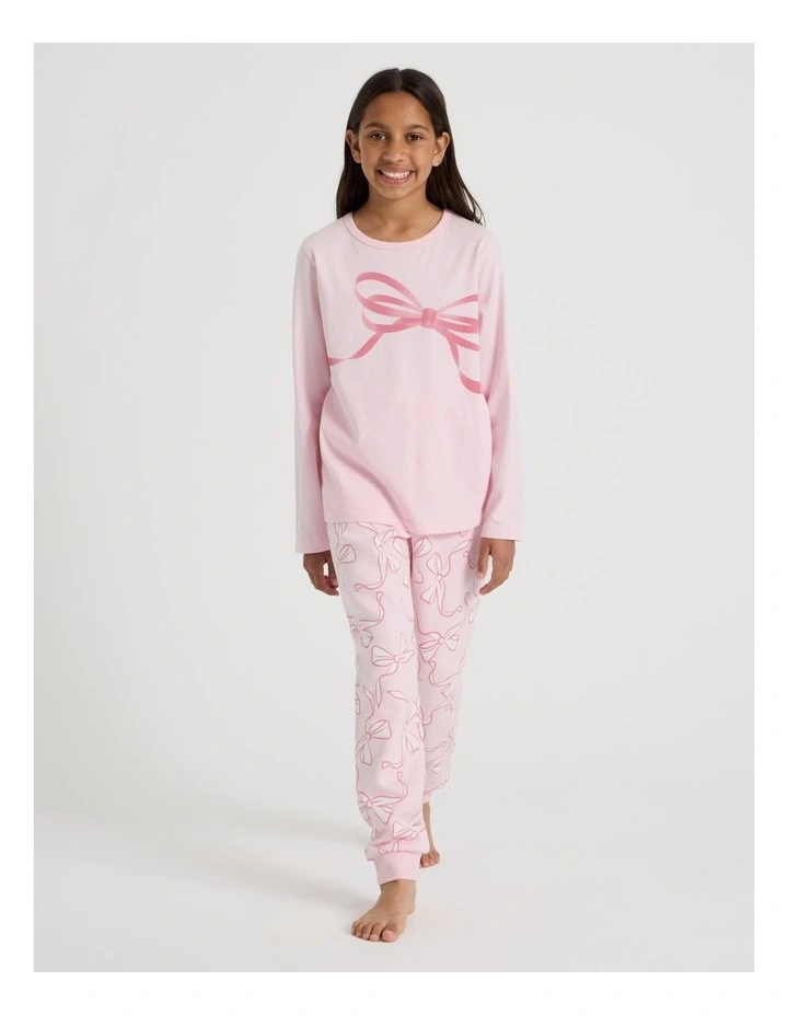 Tilii Knit Fleece Bows Pyjamas in Light Pink image 1