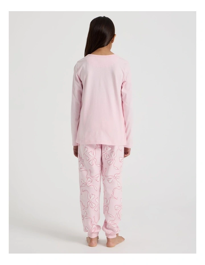 Tilii Knit Fleece Bows Pyjamas in Light Pink image 3