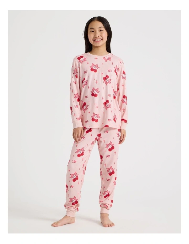 Cosy Knit Cherry Pyjamas in Blush image 1