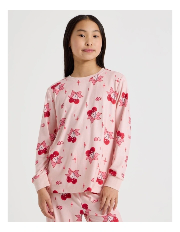 Cosy Knit Cherry Pyjamas in Blush image 2