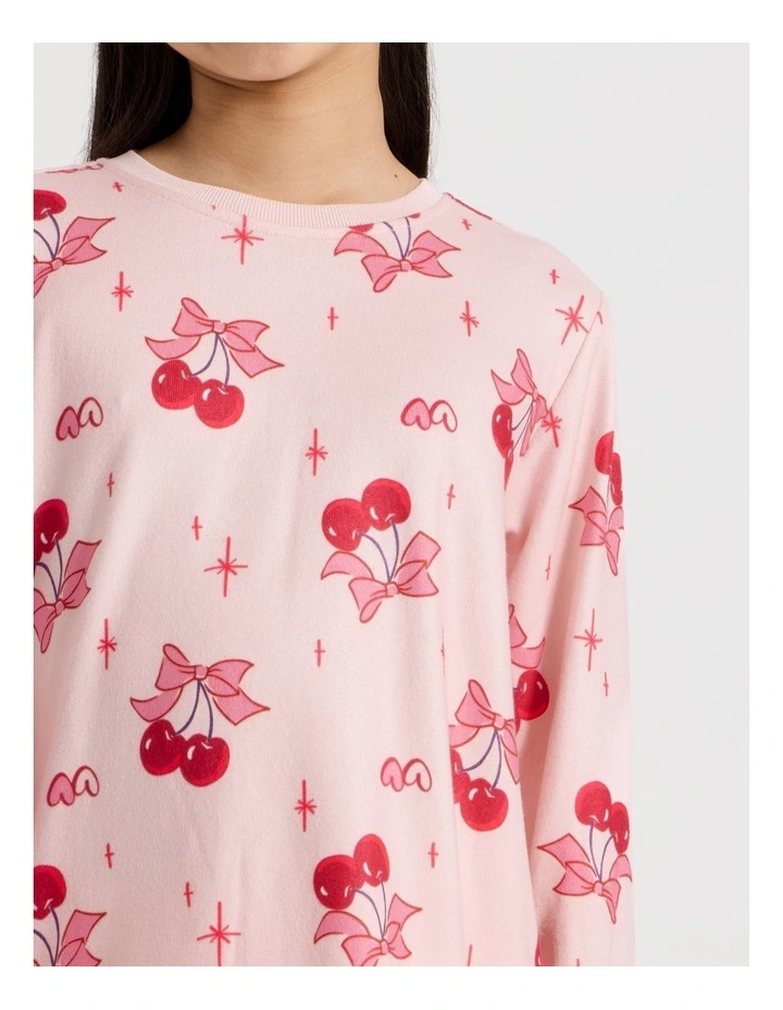 Cosy Knit Cherry Pyjamas in Blush image 3