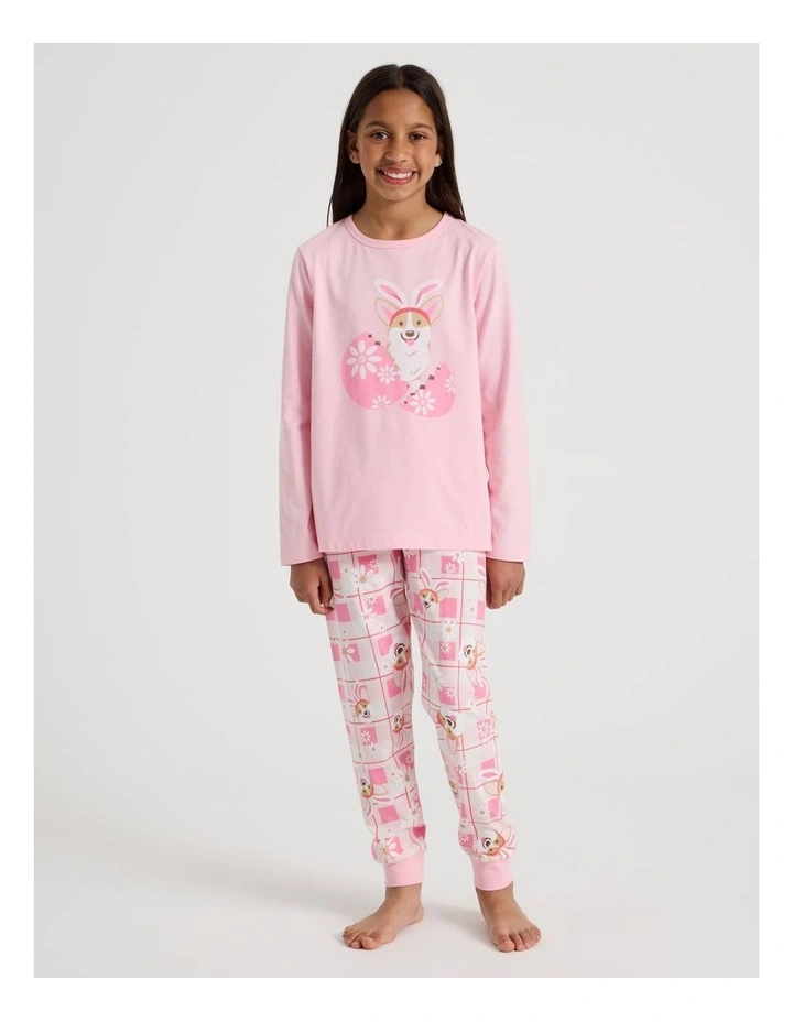 Knit Corgi Pyjamas in Baby Pink image 1