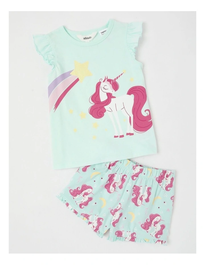 Unicorn Flutter Sleeve Pyjamas in Aquamarine image 1