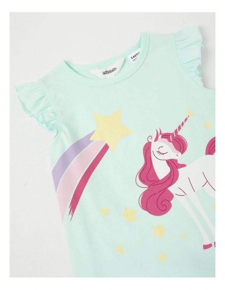 Unicorn Flutter Sleeve Pyjamas in Aquamarine image 2