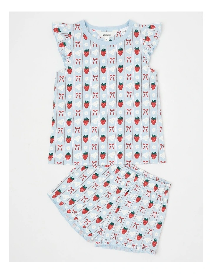 Strawberry Flutter Sleeve Pyjamas in Blues image 1