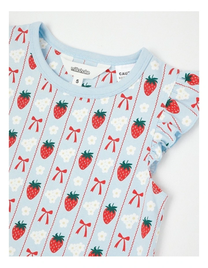 Strawberry Flutter Sleeve Pyjamas in Blues image 2