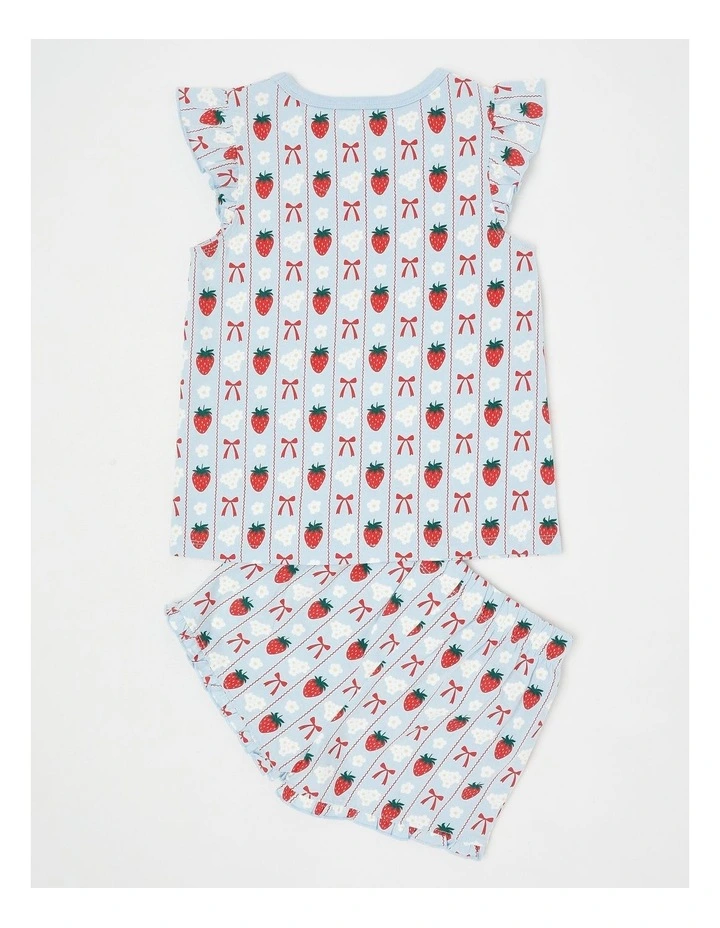 Strawberry Flutter Sleeve Pyjamas in Blues image 3