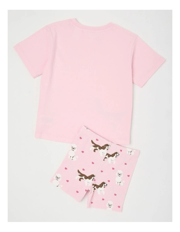 Dog Rib Bike Short Pyjamas in Baby Pink image 3