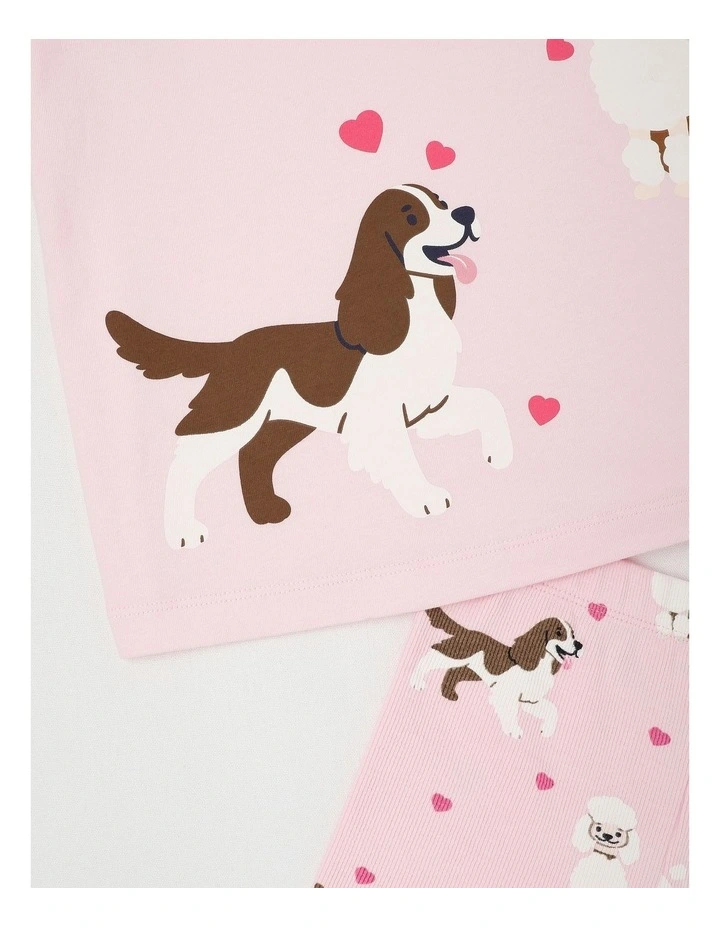 Dog Rib Bike Short Pyjamas in Baby Pink image 4