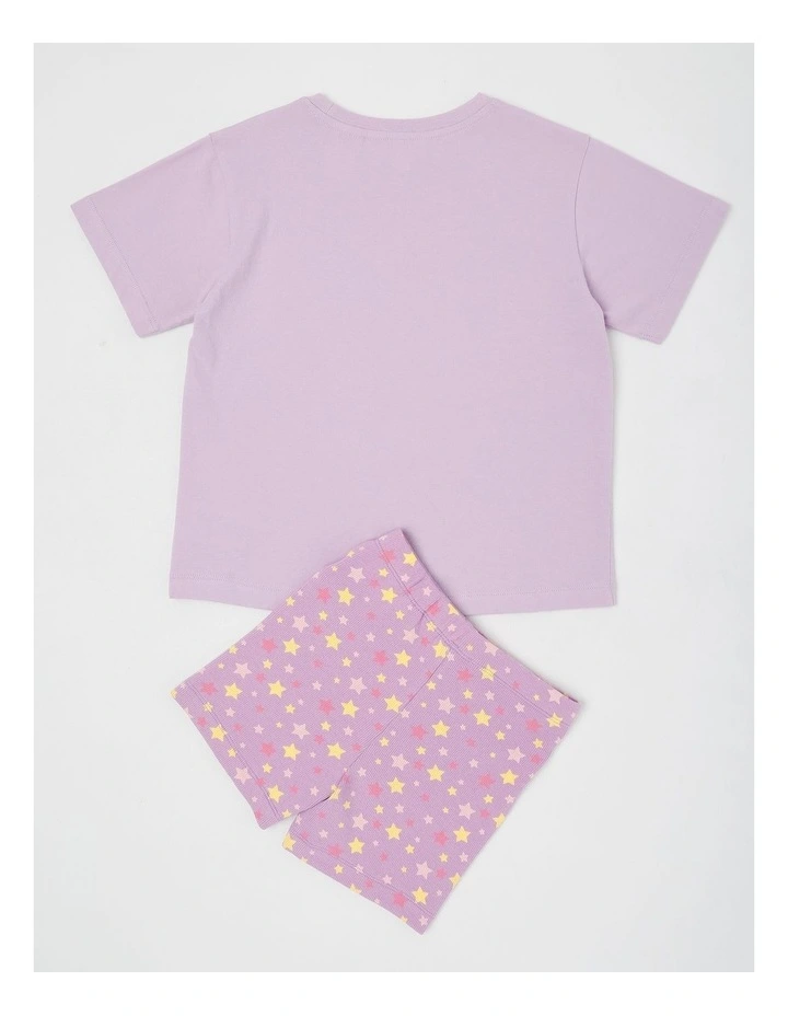 Unicorn Rib Bike Short Pyjamas in Lavender image 3