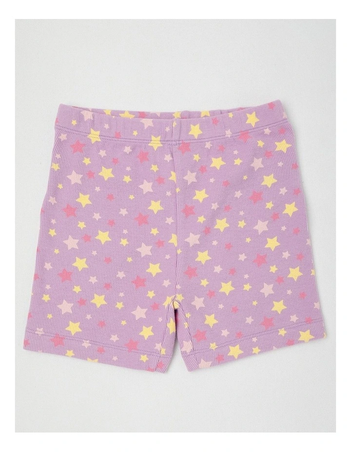Unicorn Rib Bike Short Pyjamas in Lavender image 5