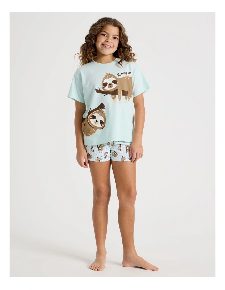Sloth Jersey Pyjamas in Mint image 1