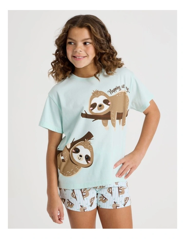 Sloth Jersey Pyjamas in Mint image 2