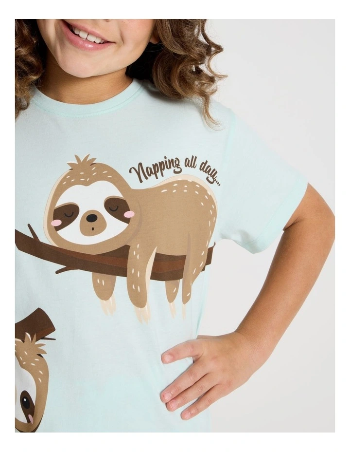 Sloth Jersey Pyjamas in Mint image 3
