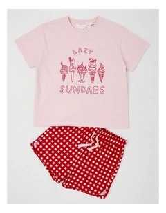 Ice Cream Jersey Pyjamas in Dusty Pink