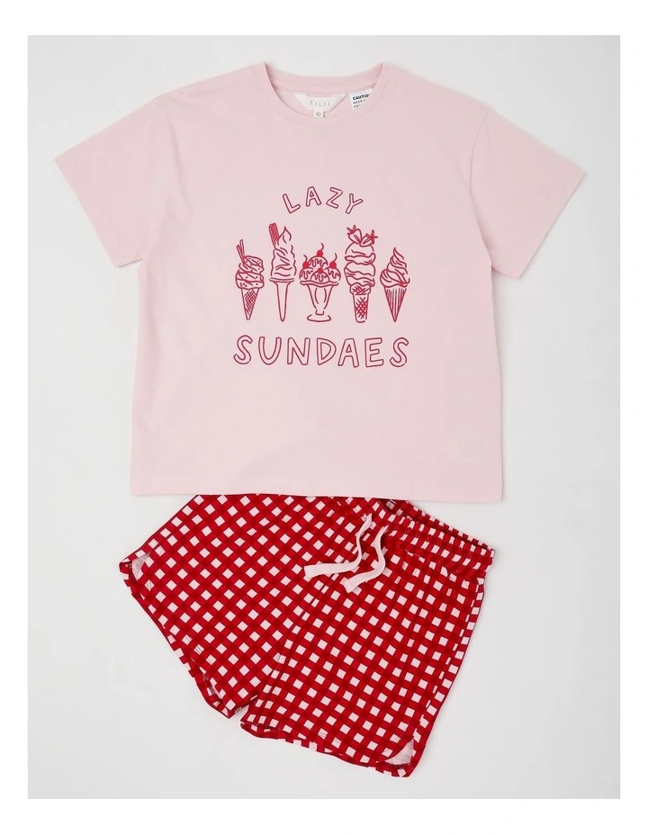 Ice Cream Jersey Pyjamas in Dusty Pink image 1
