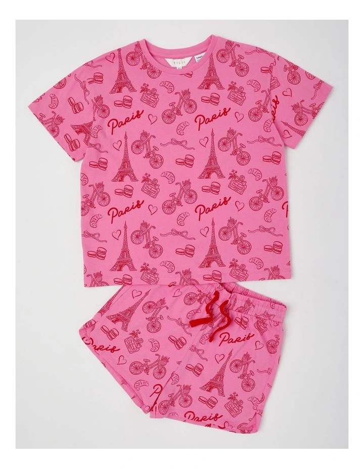 Paris Jersey Pyjamas in Pink image 1