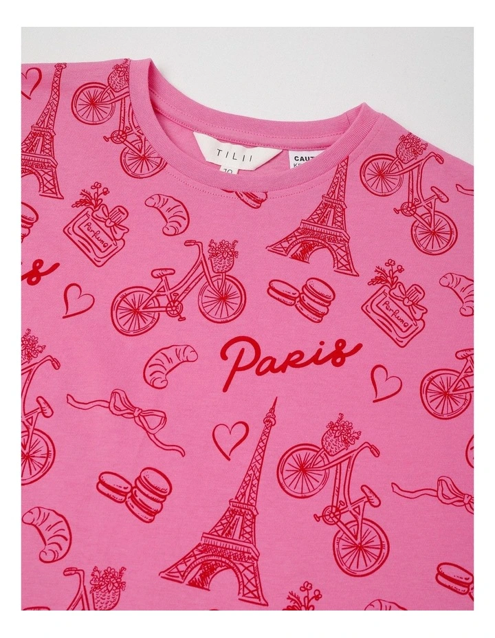 Paris Jersey Pyjamas in Pink image 2