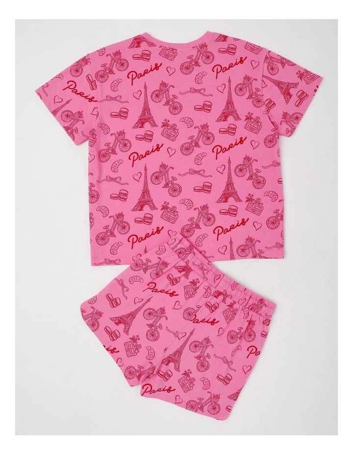 Paris Jersey Pyjamas in Pink image 3