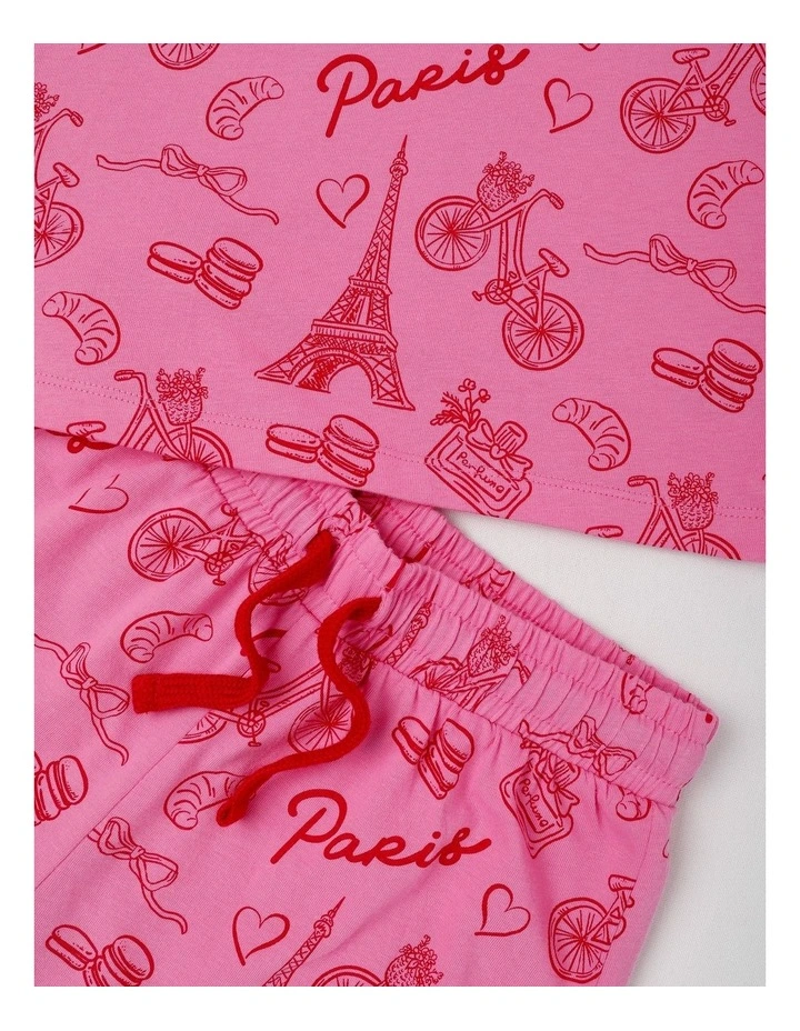 Paris Jersey Pyjamas in Pink image 4