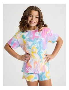 Tie Dye Jersey Pyjamas in White