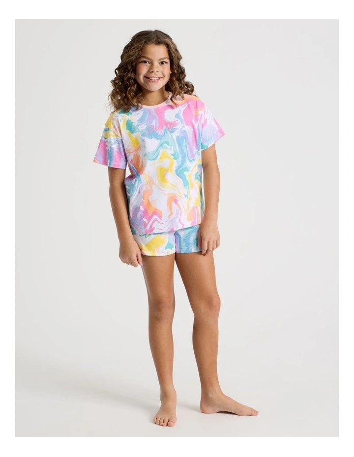 Tie Dye Jersey Pyjamas in White image 2