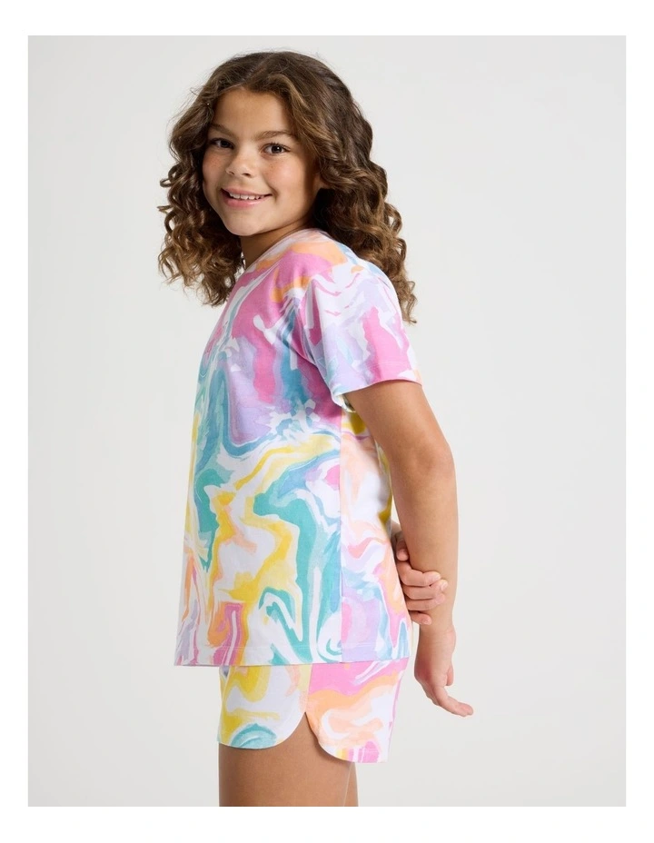 Tie Dye Jersey Pyjamas in White image 3