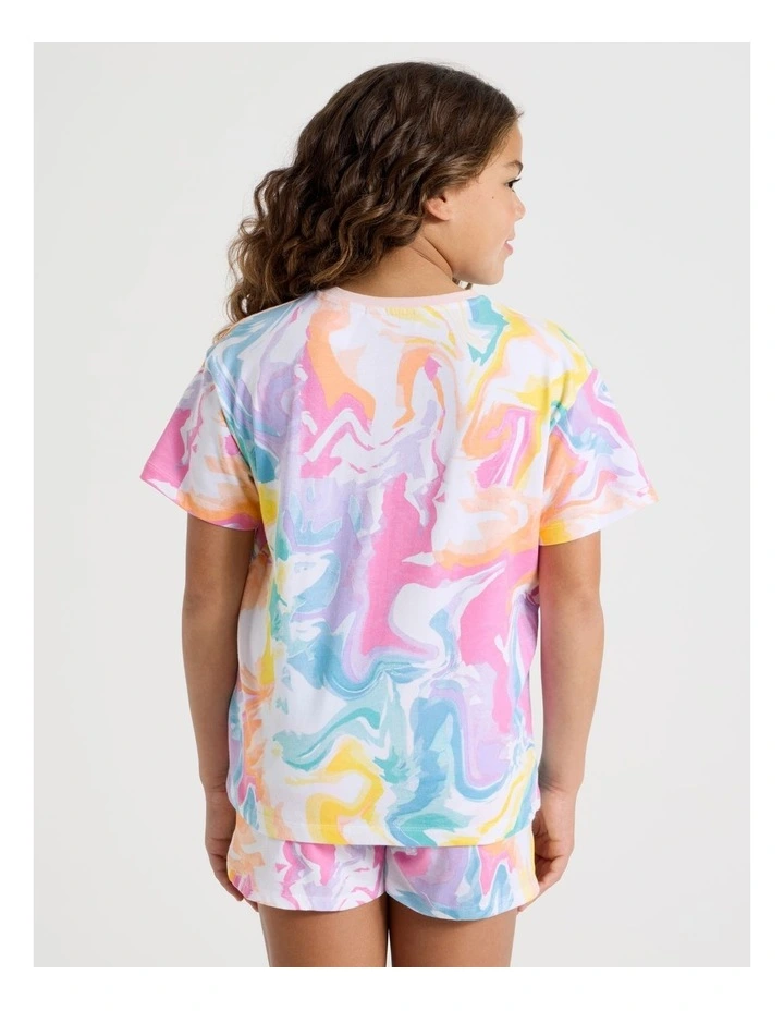 Tie Dye Jersey Pyjamas in White image 5