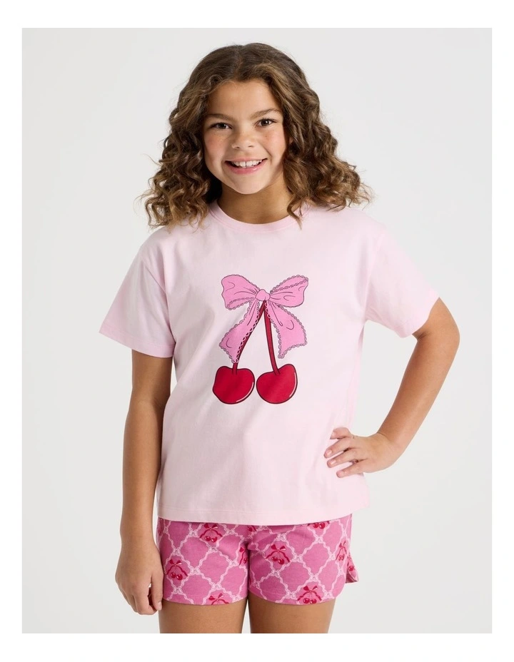 Cherry Placement Pyjamas in Pale Lilac image 1
