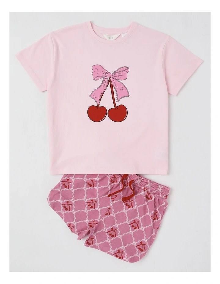 Cherry Placement Pyjamas in Pale Lilac image 1